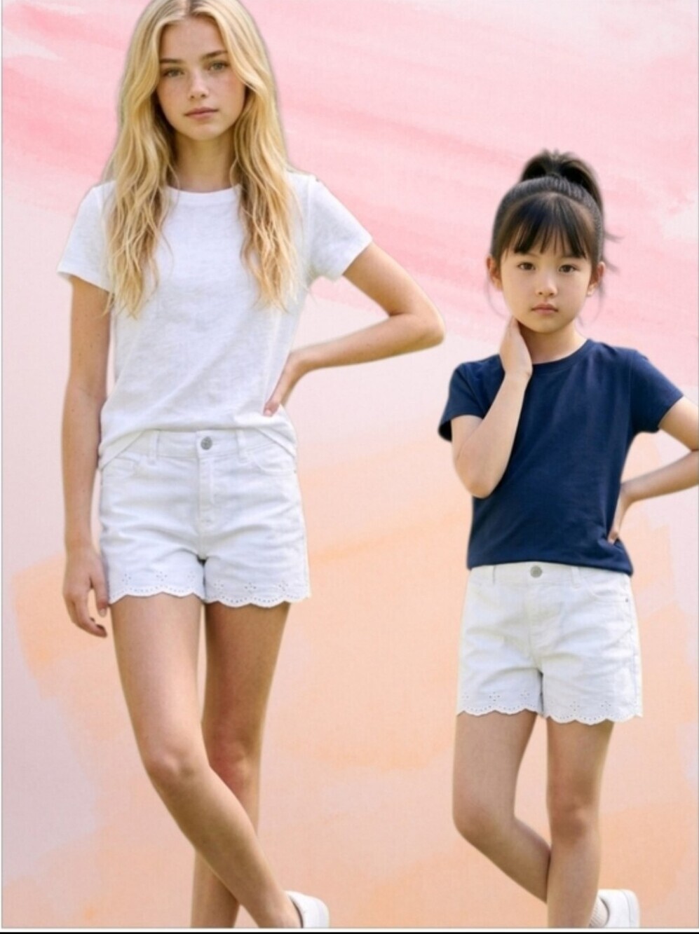 NWT Girls White Eyelet Jean Shorts